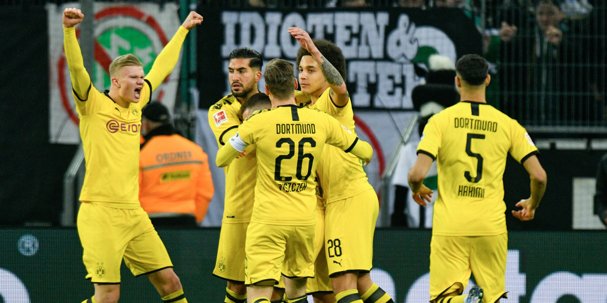 Les joueurs du Borussia Dortmund lors d'un match de Bundesliga face au Borussia Mönchengladbach, le 7 mars 2020.