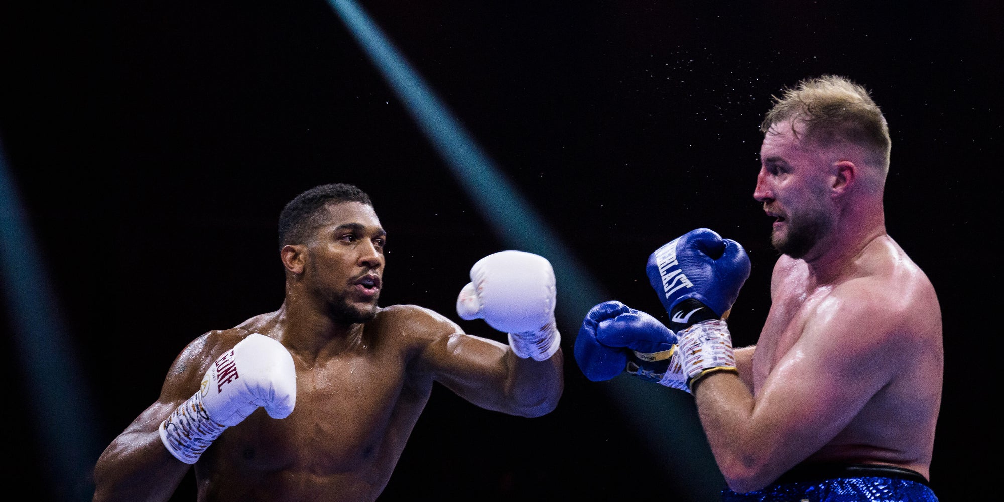 Anthony Joshua lors de son dernier combat face à Otto Wallin, le 24 décembre 2023 à Riyadh (Arabie Saoudite). 