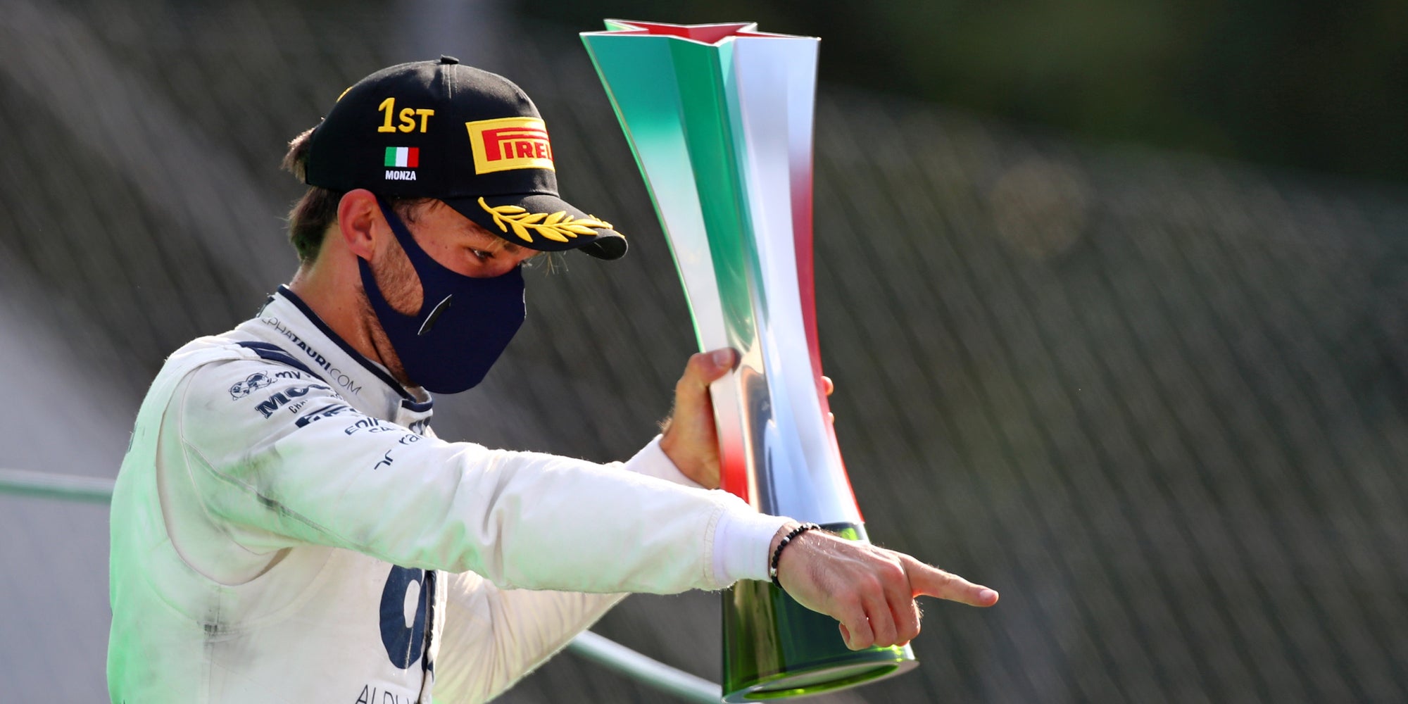 Pierre Gasly, pilote d'AlphaTauri, remporte le Grand Prix d'Italie à Monza, le 6 septembre 2020.