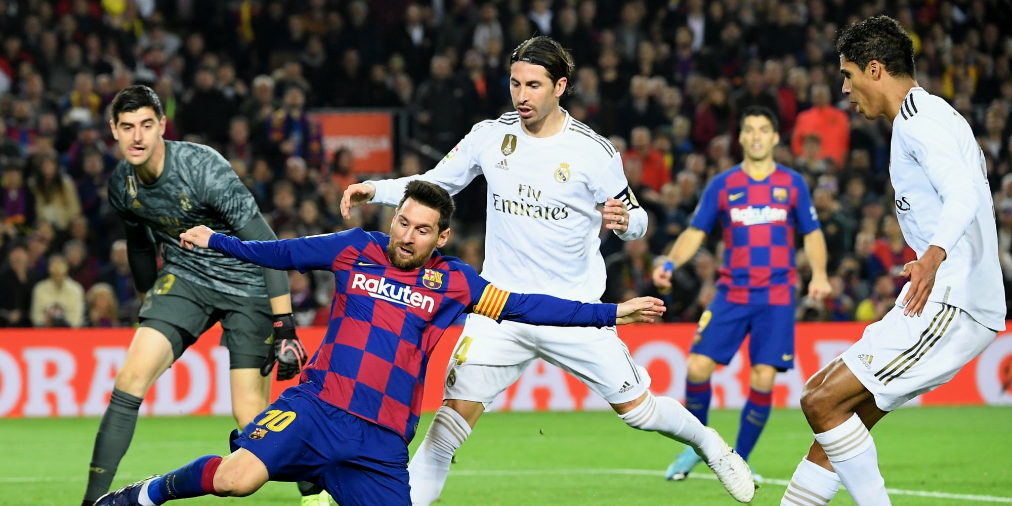 Messi et Ramos lors du match aller entre le Real Madrid et le FC Barcelone (0-0), le 18 décembre 2019 à Barcelone