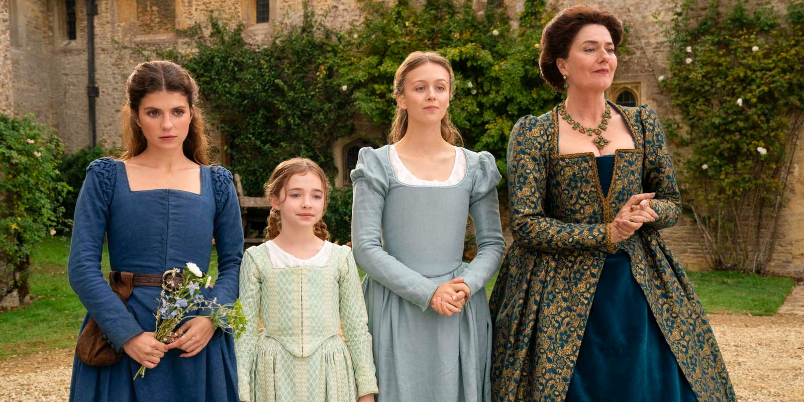 Emily Bader, Isabelle Brownson, Anna Chancellor et Robyn Betteridge dans la série "My Lady Jane".