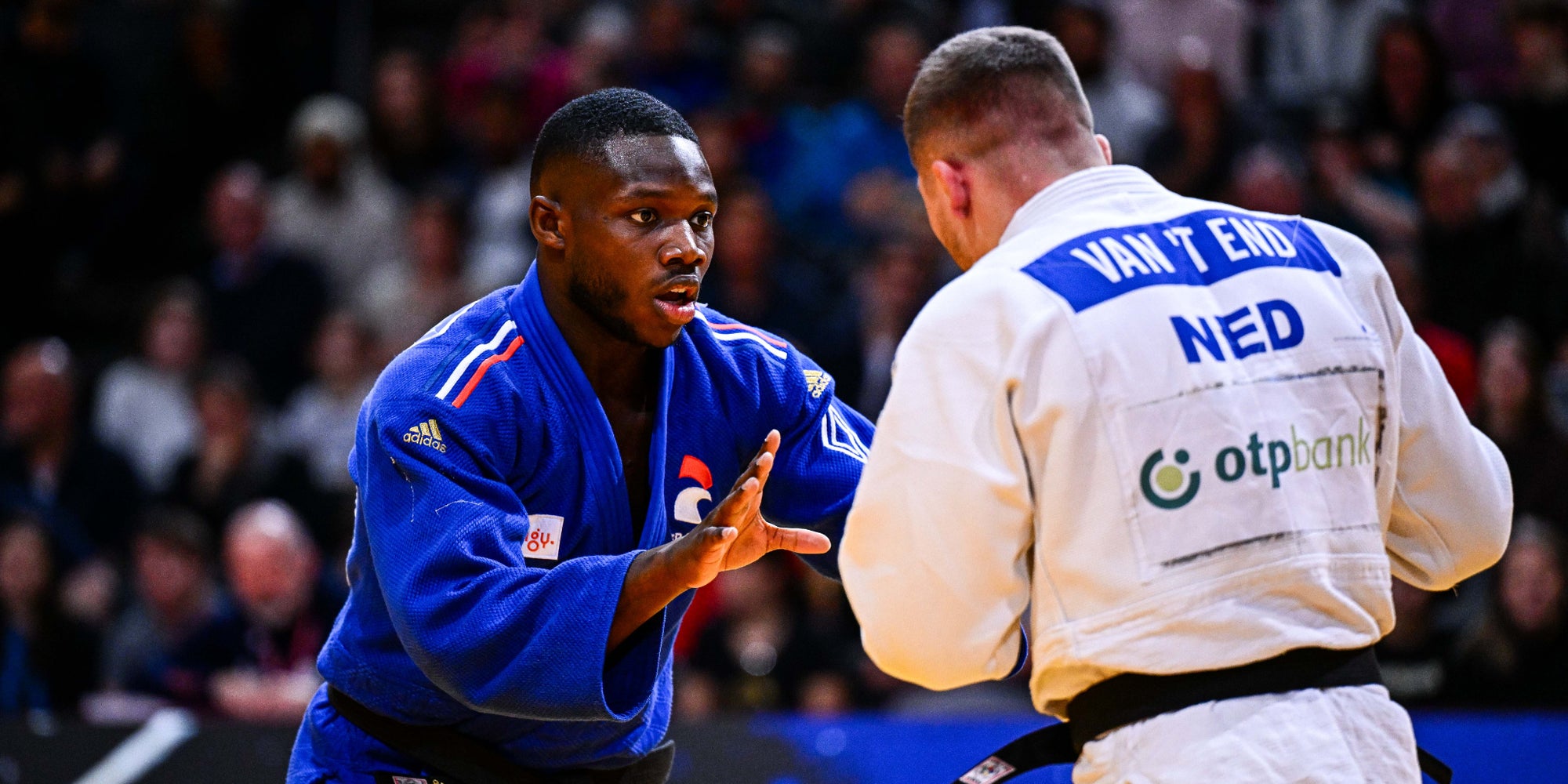 Le Français Maxime-Gaël Ngayap Hambou (à gauche), médaillé de bronze aux Jeux de Paris, sera l'une des têtes d'affiche françaises de ce Paris Grand Slam 2025.