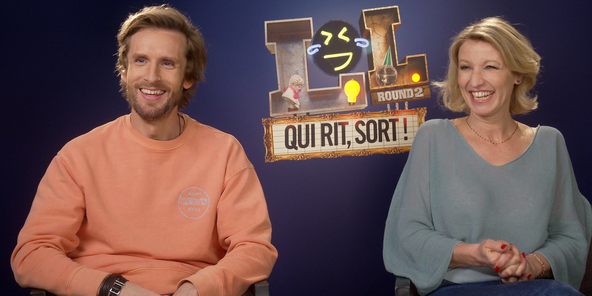 Philippe Lacheau et Alexandra Lamy, les animateurs de la deuxième saison de "LOL : Qui rit, sort !" sur Amazon Prime Video.