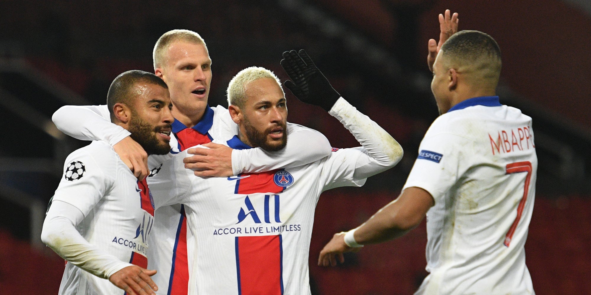 Les joueurs du PSG lors de la victoire à Manchester United, le 2 décembre 2020 à Old Trafford