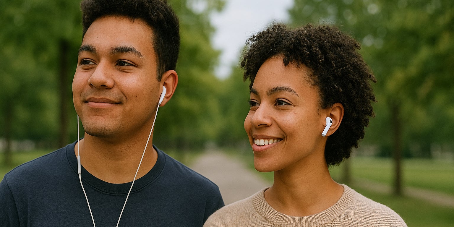 Voici le match qui oppose les écouteurs sans fil aux écouteurs filaires (image générée par une IA)