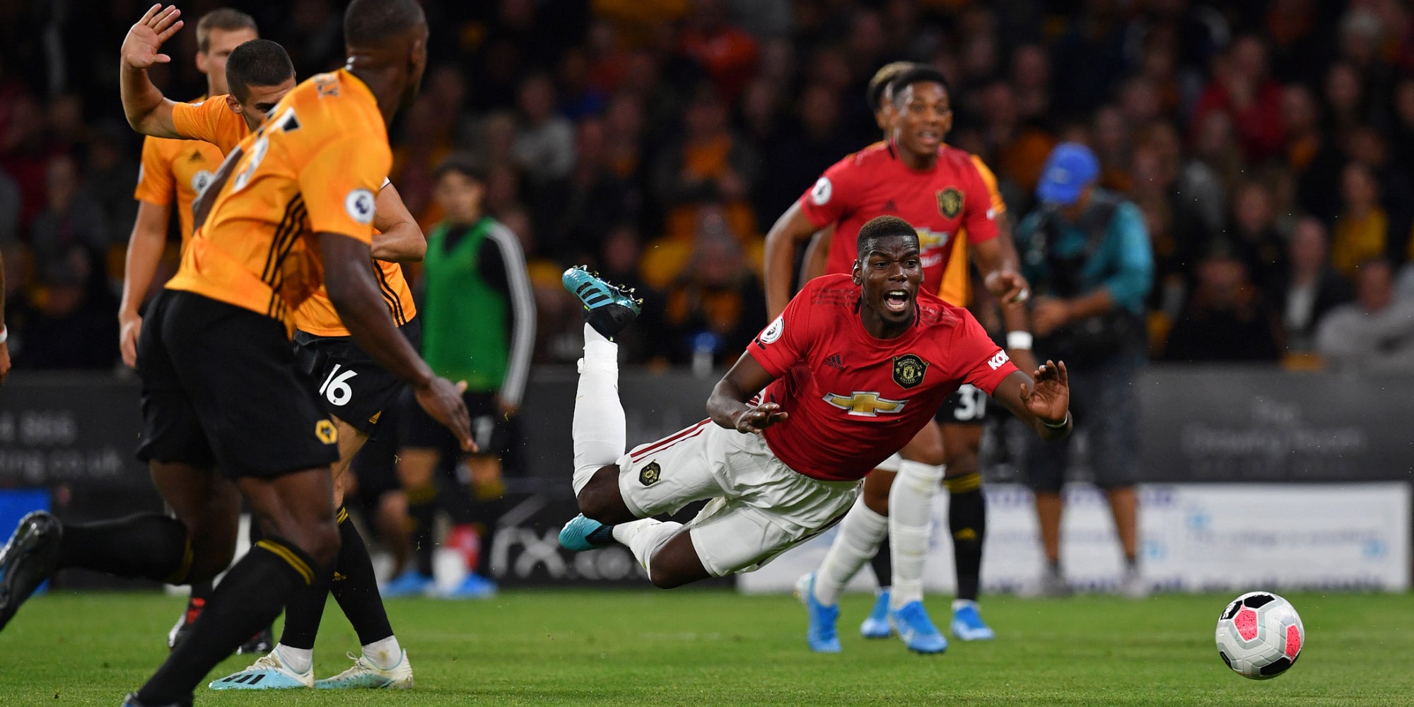 Paul Pogba lors de Wolverhampton - Manchester United, le 19 août 2019