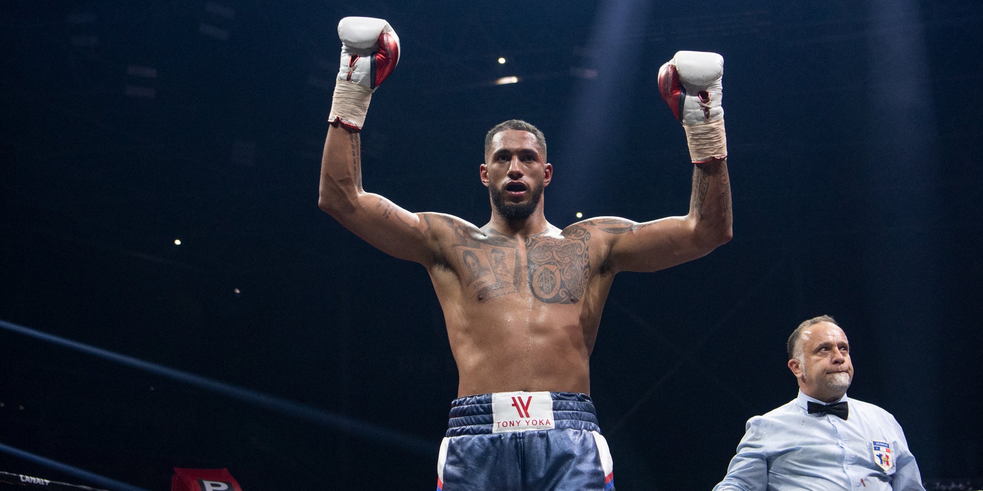 Tony Yoka après sa victoire contre Christian Hammer, à Nantes, le 21 novembre 2020.