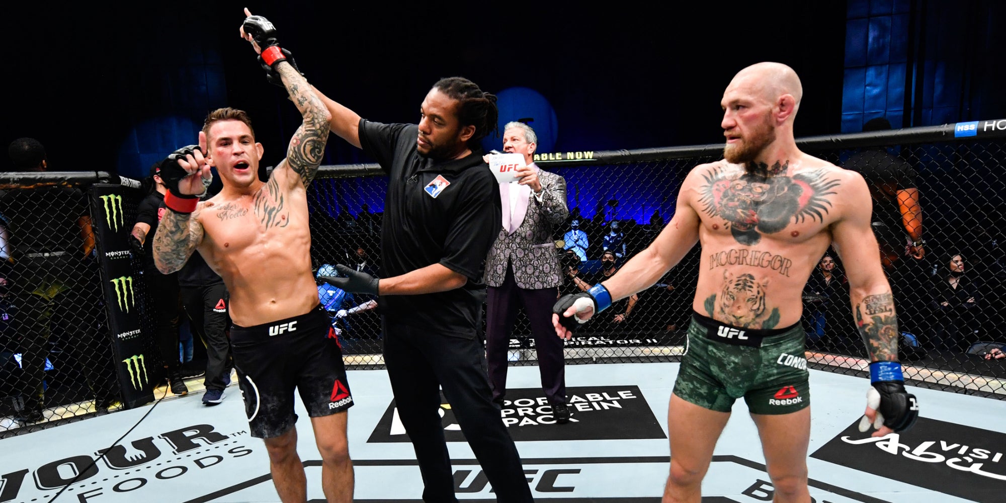 Dustin Poirier vient de battre Conor McGregor, lors de l'UFC 257 à l'Etihad Arena, Abu Dhabi