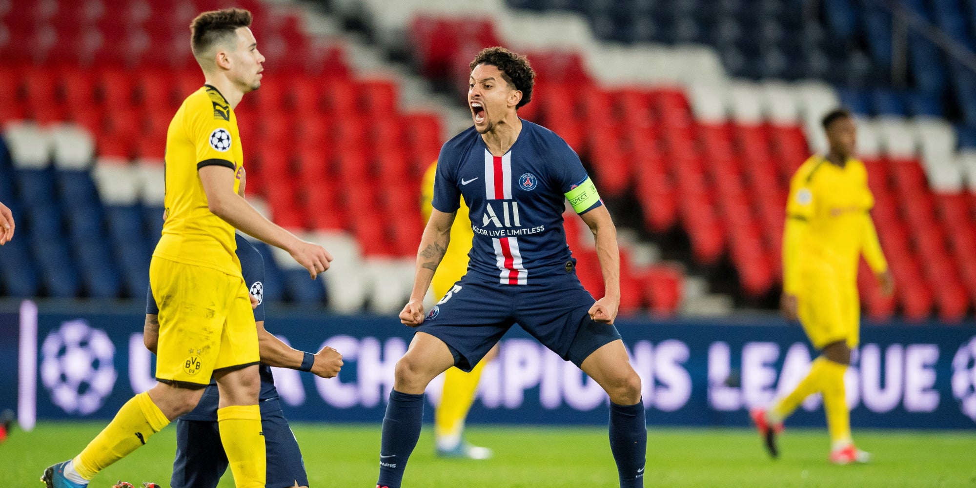 Marquinhos lors de la victoire du PSG face à Dortmund le 11 mars 2020 au Parc des Princes