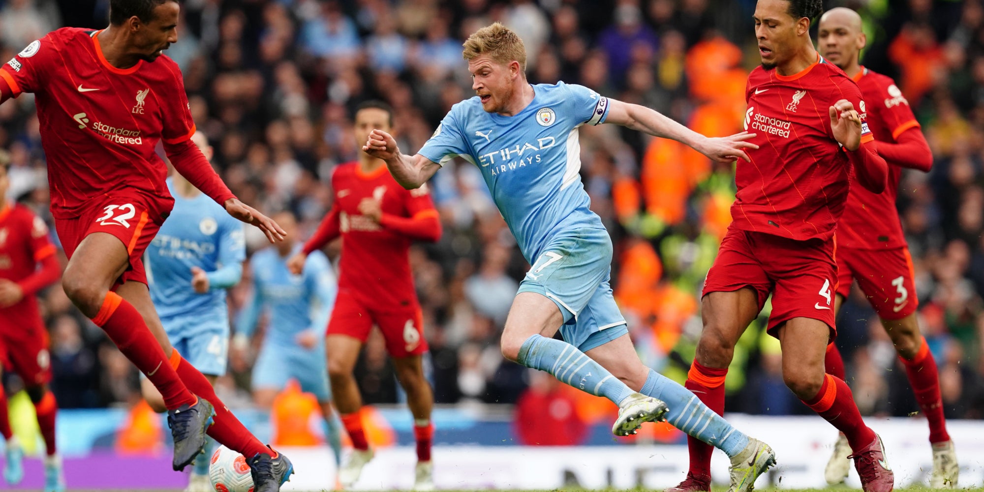 Manchester City-Liverpool en Premier League, le 10 avril 2022 à l'Etihad Stadium, Manchester