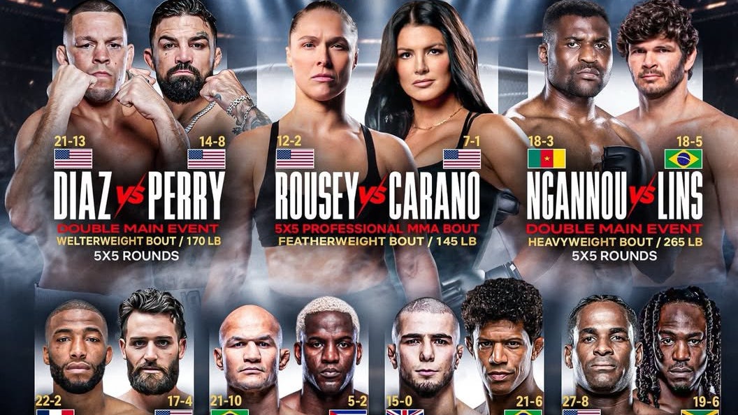 La carte complète de l’évènement Netflix-MVP MMA du 16 mai prochain. La carte complète de l’évènement Netflix-MVP MMA du 16 mai prochain.