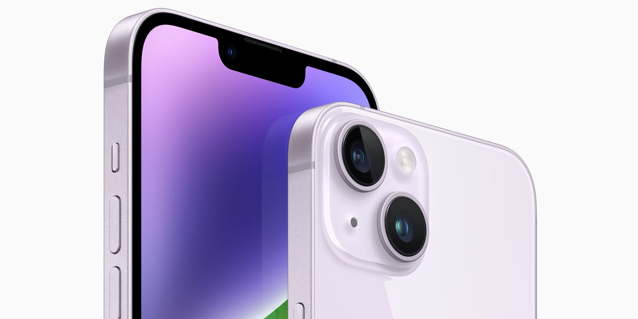 Découvrez le tout nouvel iPhone 14 Plus, disponible notamment dans son joli coloris mauve clair chez SFR.