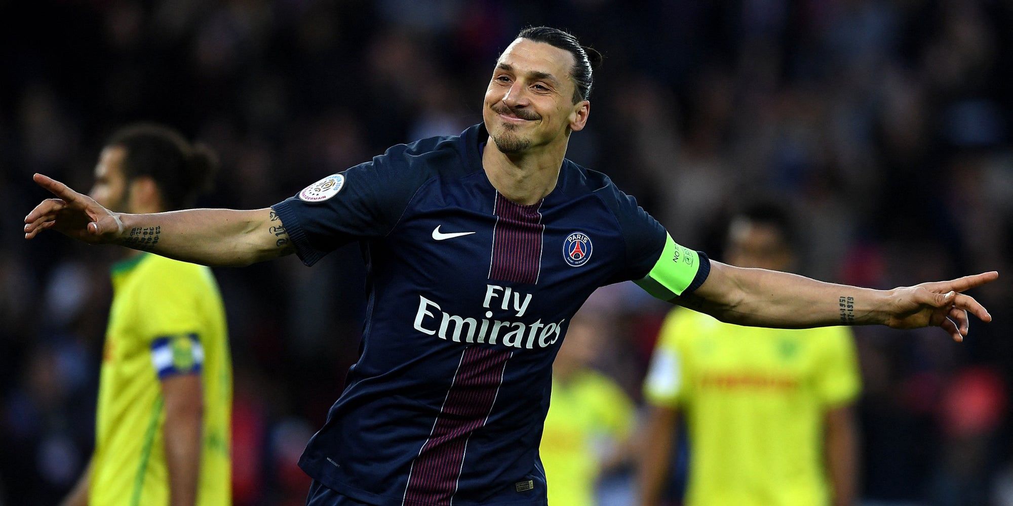 Zlatan Ibrahimovic lors du match de Ligue 1 contre le FC Nantes, le 14 mai 2016 au Parc des Princes, Paris