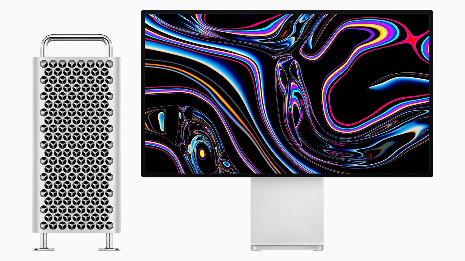 Le nouveau Mac Pro présenté par Apple, un ordinateur surpuissant à l'apparence futuriste.