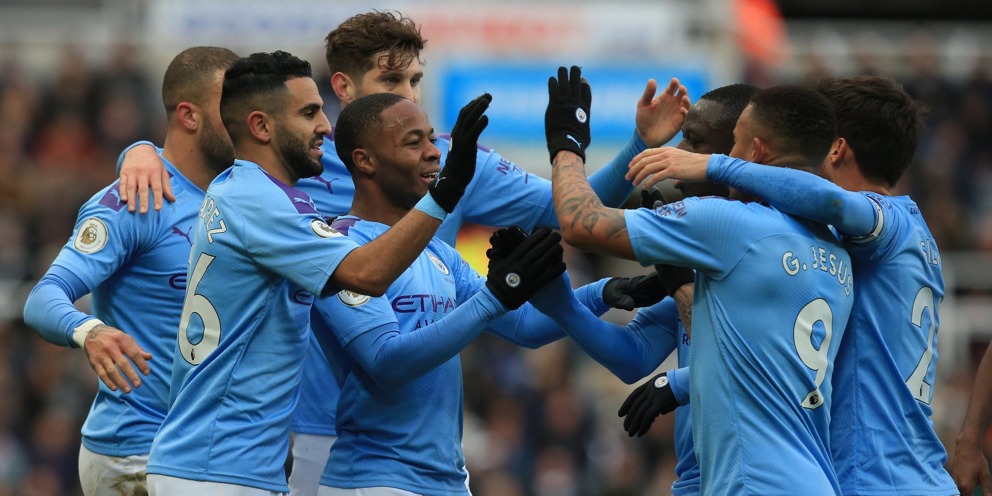 Les joueurs de Manchester City lors de leur match à Newcastle, le 30 novembre 2019