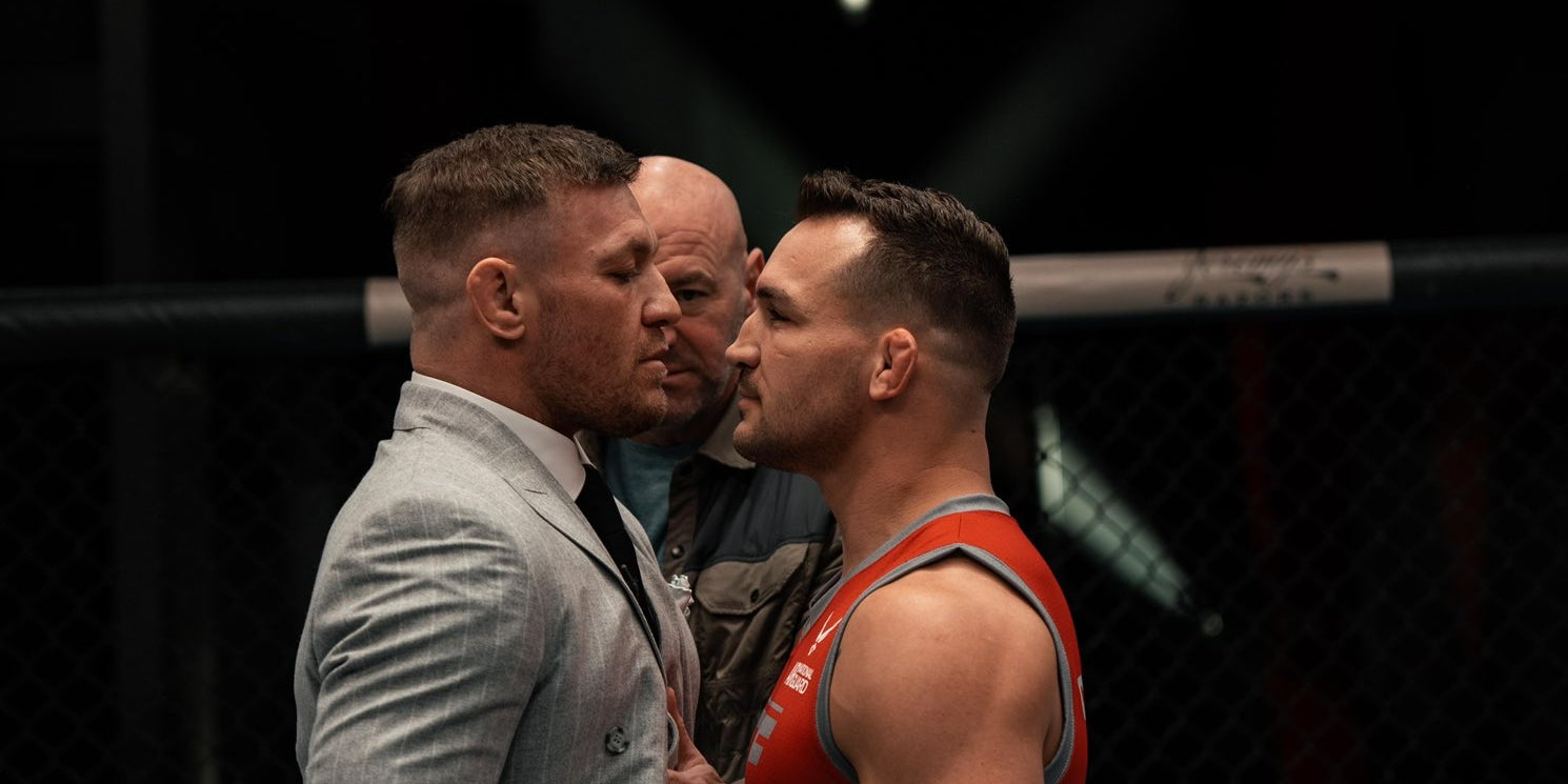 Le face-à-face entre Conor McGregor et Michael Chandler lors du tournage de la 31e saison de ''The Ultimate Fighter''.