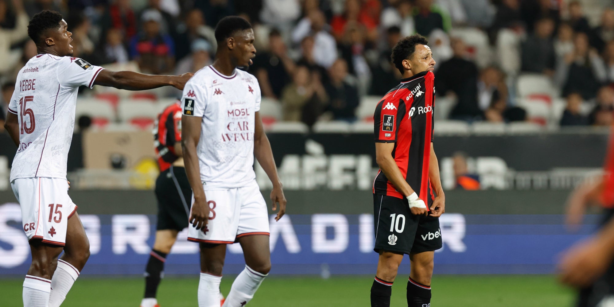 Sofiane Diop, de Nice, lors du match de Ligue 1 McDonald's opposant Nice à Metz à l'Allianz Riviera, le 17 mai 2026 à Nice, en France. 
