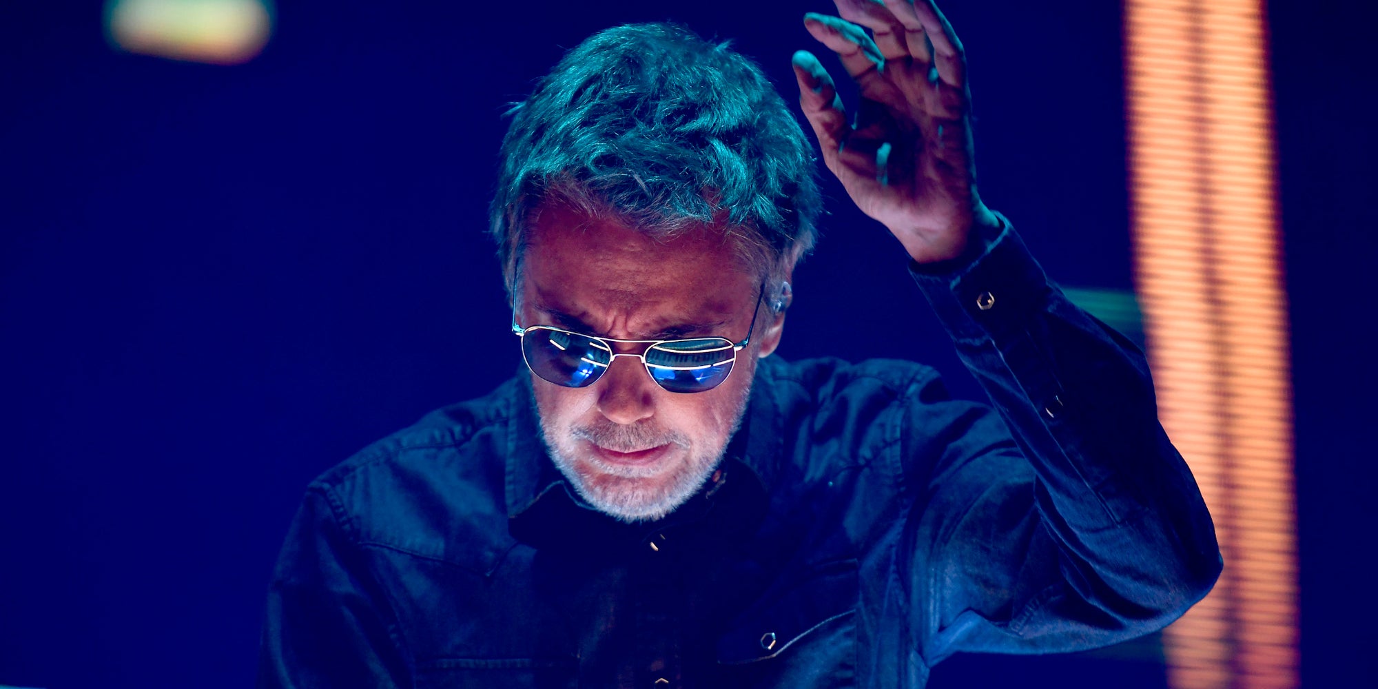 Jean-Michel Jarre sur la scène de Coachella, le 13 avril 2018.