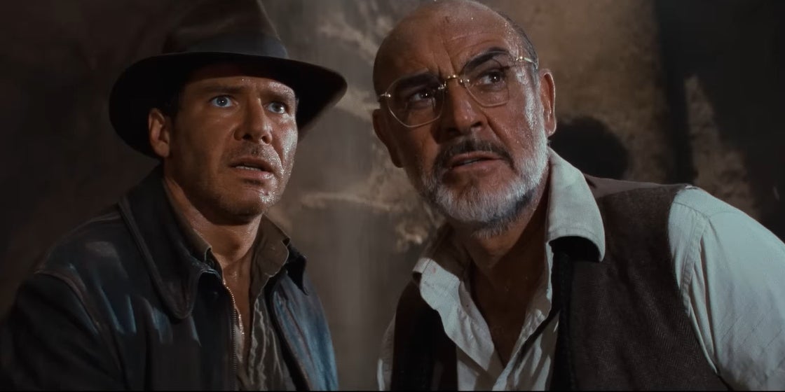 Harrison Ford et Sean Connery dans Indiana Jones et la Dernière Croisade (1989).