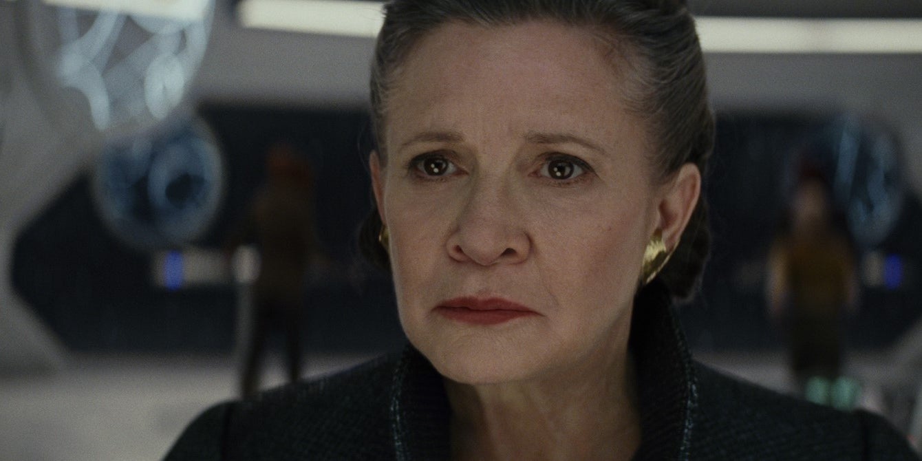 La Générale Leia Organa, incarnée par Carrie Fisher dans Star Wars : Les Derniers Jedi.
