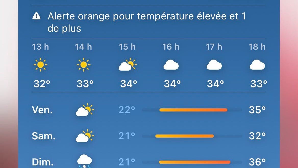 Voici comment se présente le widget météo sur l'écran d'accueil de l'iPhone 