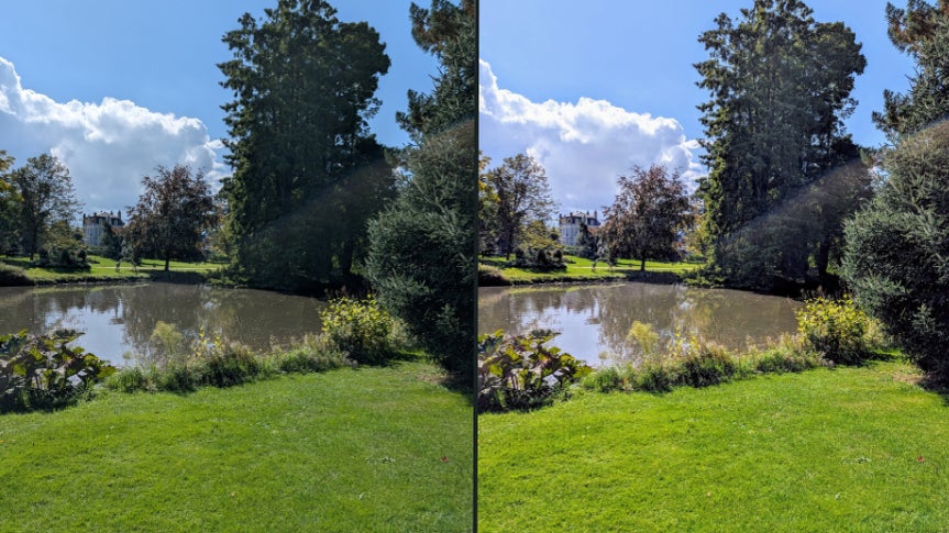 Photo originale à gauche et photo "Améliorée" à droite