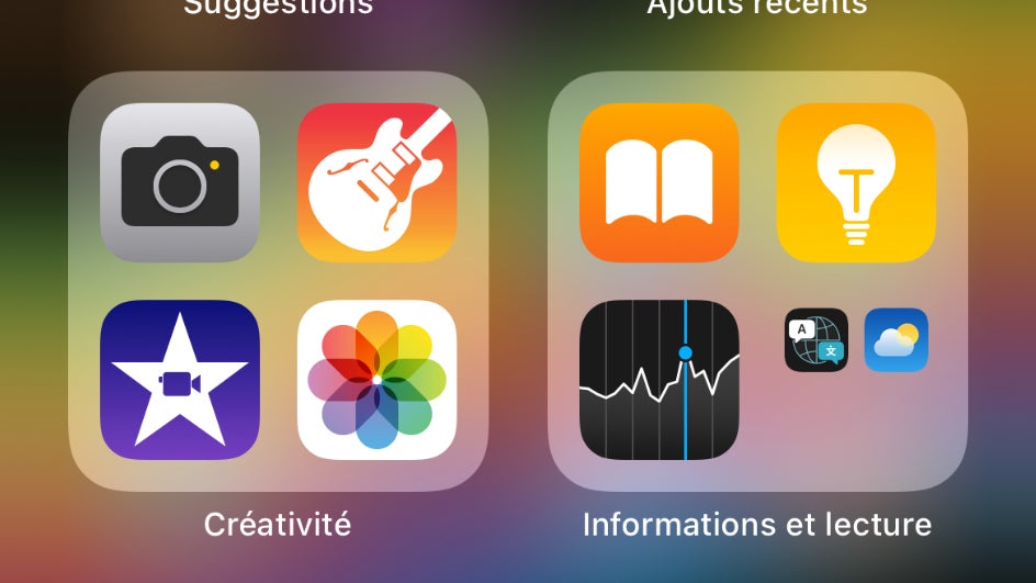 La bibliothèque d'Apps, toujours aussi fournie, est rangée par catégorie
