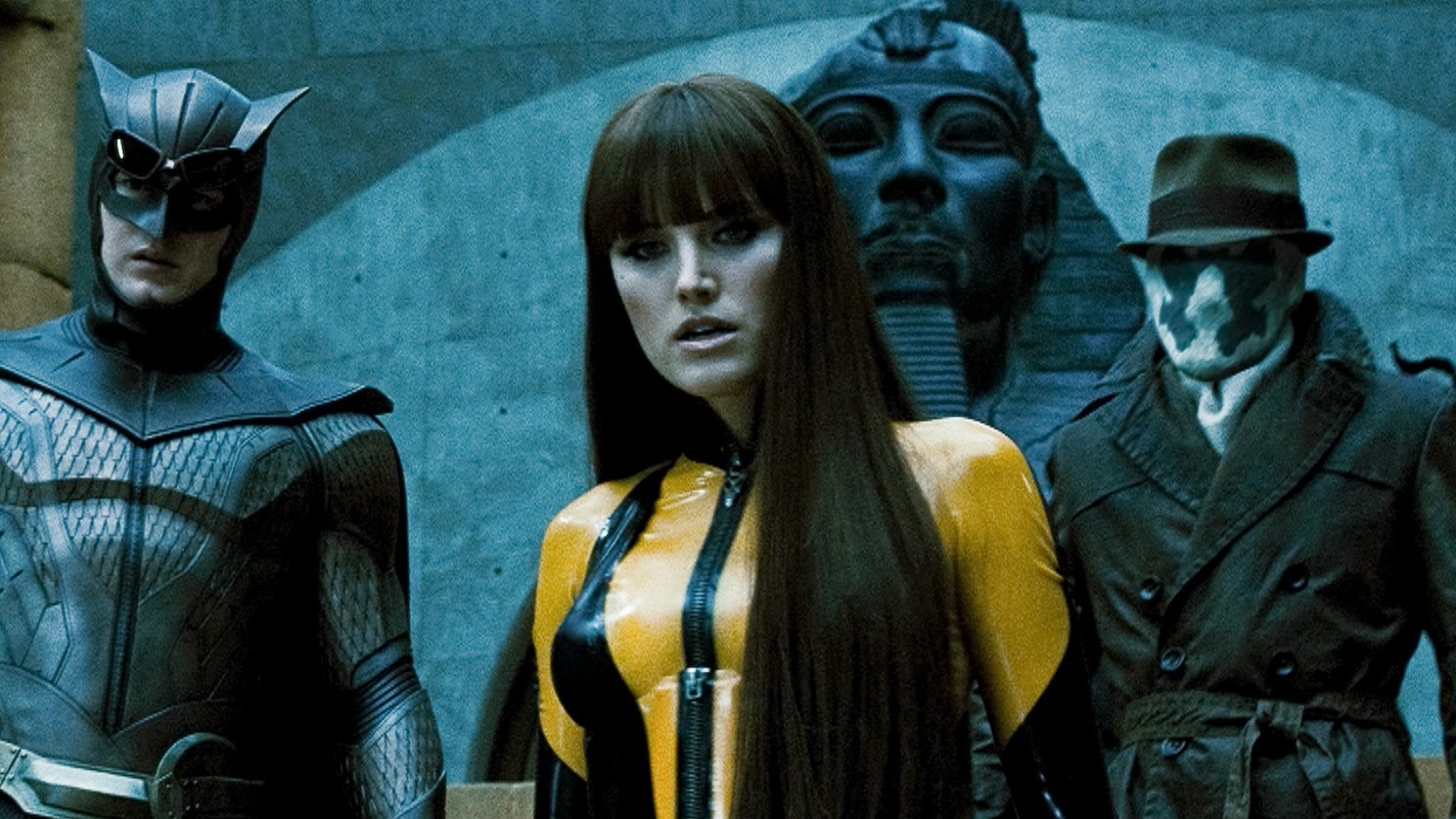 Le Hibou, Spectre Soyeux et Rorschach dans le film Watchmen - Les Gardiens en 2009.