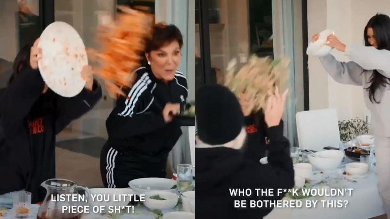 La famille Kardashian en pleine bataille de nourriture.