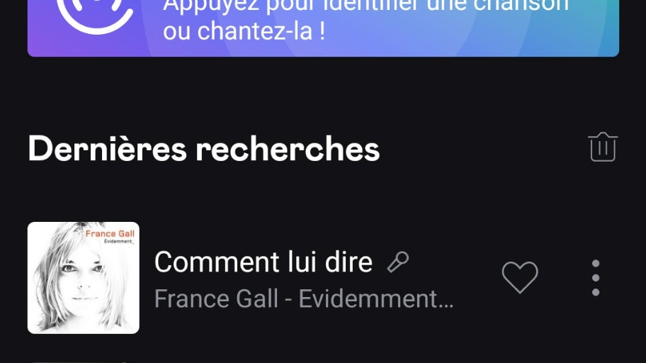 Vous pouvez retrouver Songcatcher dans la section Recherche de l'application Deezer