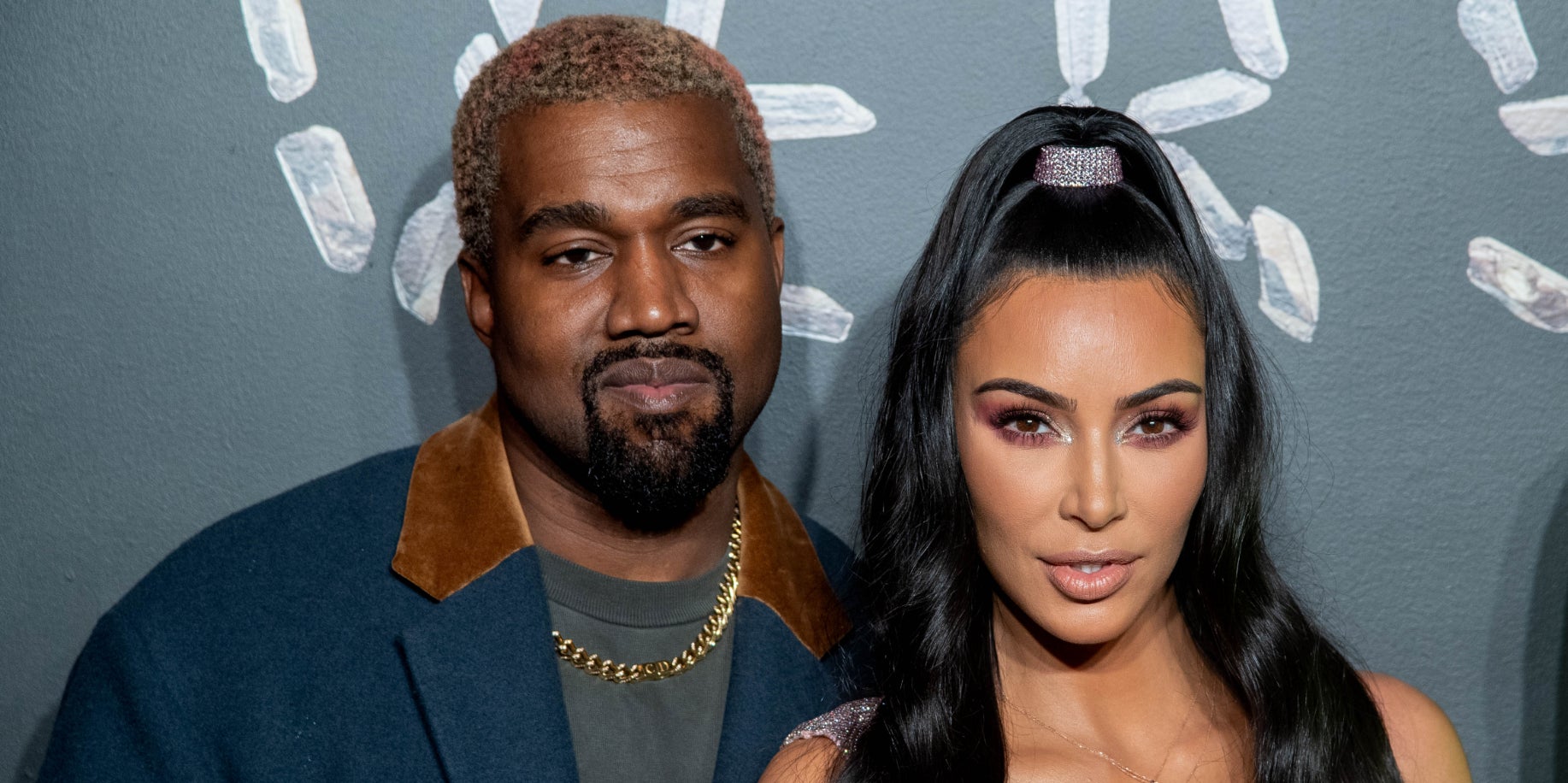 Kim Kardashian et Kanye West au défilé d'automne 2019 de Versace.