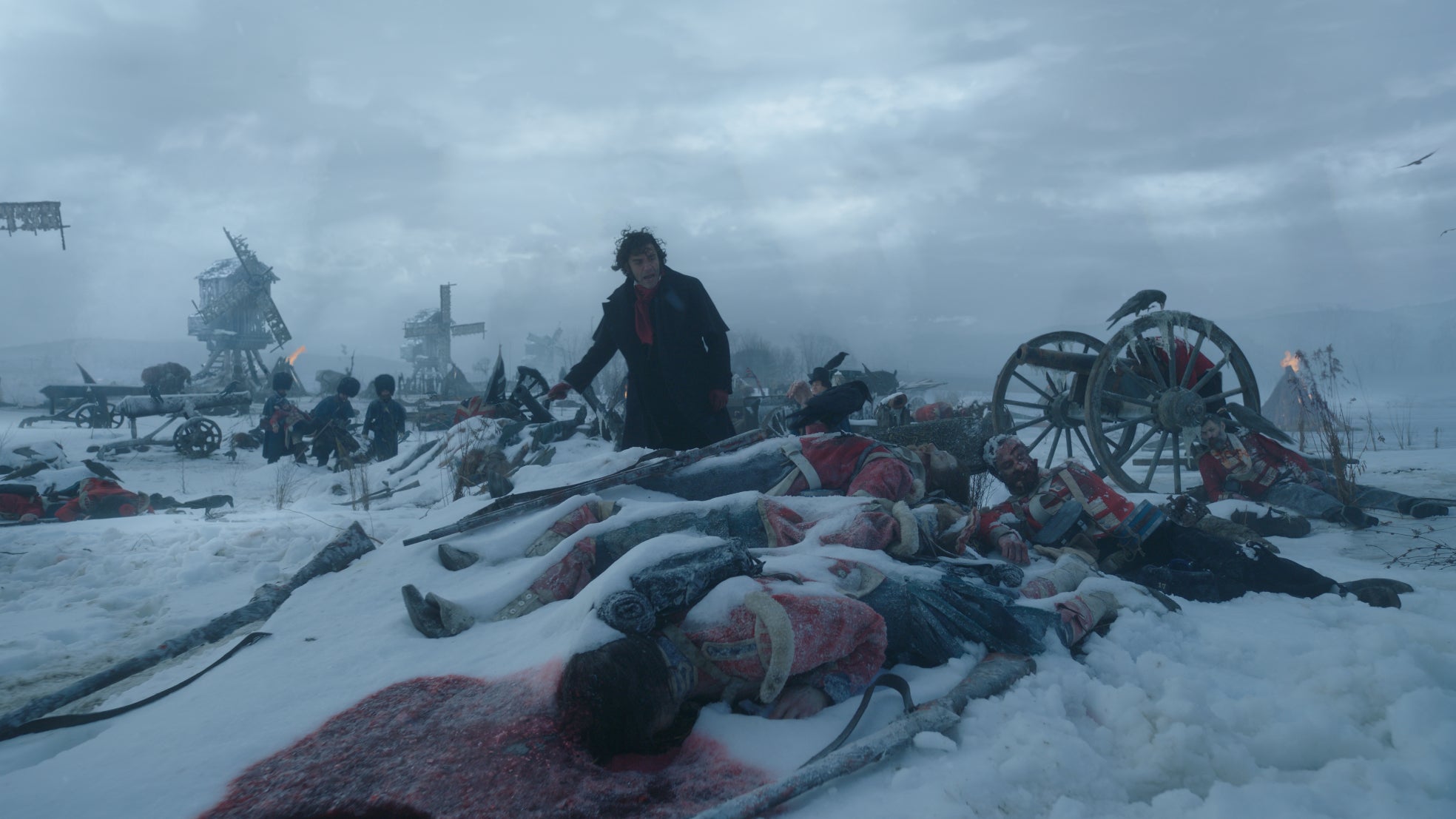 Victor Frankenstein et les corps mutilés des soldats.