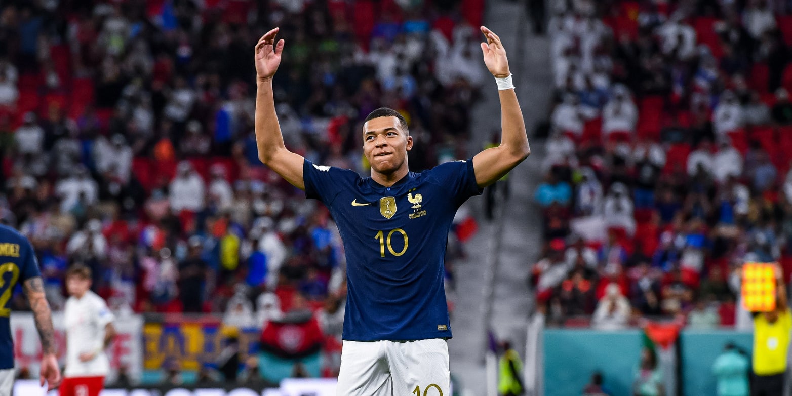 Kylian Mbappé lors du match de Coupe du Monde France - Pologne, au Qatar, le 4 décembre 2022.