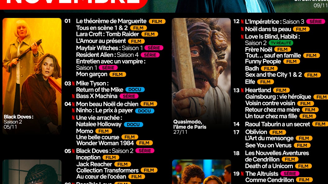 Les nouveautés sur Netflix pour le mois de novembre. Les nouveautés sur Netflix pour le mois de novembre.