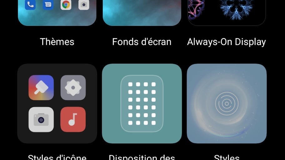 Les paramètres du OPPO Find X3 Lite, ici en mode sombre
