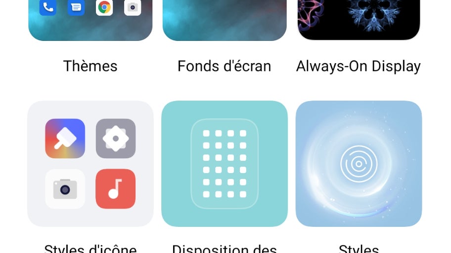 Paramètres > Personnalisation > Disposition des applications