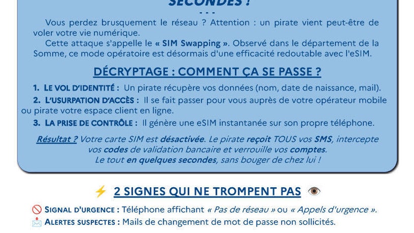 La campagne de la Gendarmerie de la Somme contre le SIM Swapping.