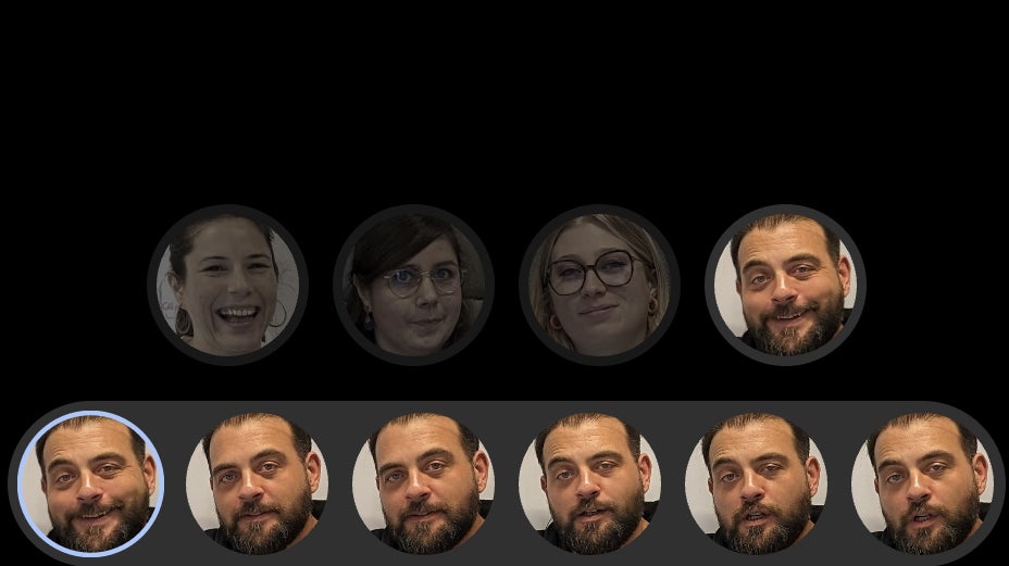 En allant dans Modifier, puis Outils, puis Meilleure Prise, il est possible de choisir le visage (grimaçant) que l'on souhaite modifier, pour le remplacer par un plus beau sourire effectué sur un autre cliché de la même série. En allant dans Modifier, puis Outils, puis Meilleure Prise, il est possible de choisir le visage (grimaçant) que l'on souhaite modifier, pour le remplacer par un plus beau sourire effectué sur un autre cliché de la même série.