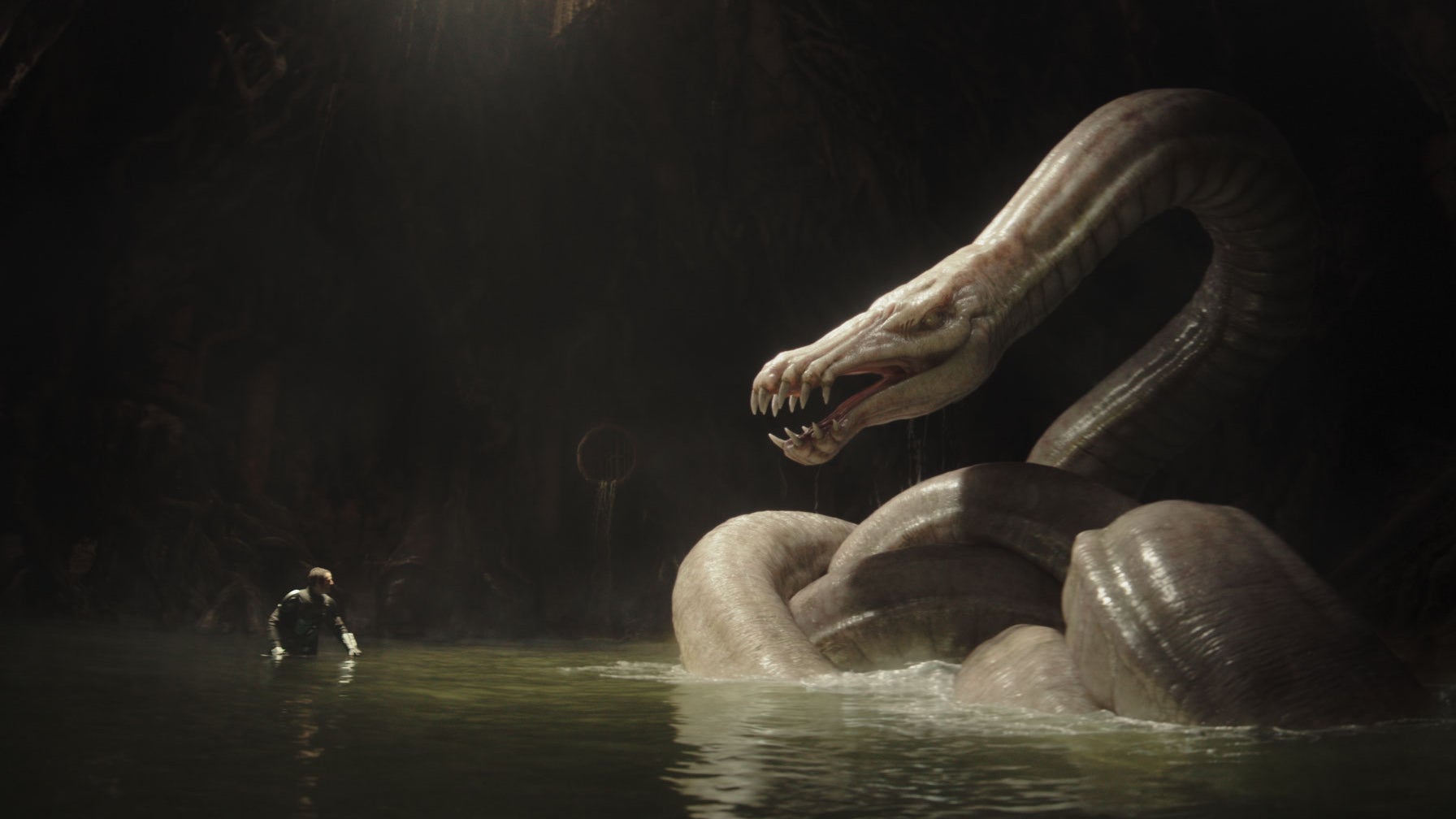Le Serpent-Dragon dans "The Mandalorian and Grogu", créature déjà vue dans "The Clone Wars et L'Empire contre-attaque".