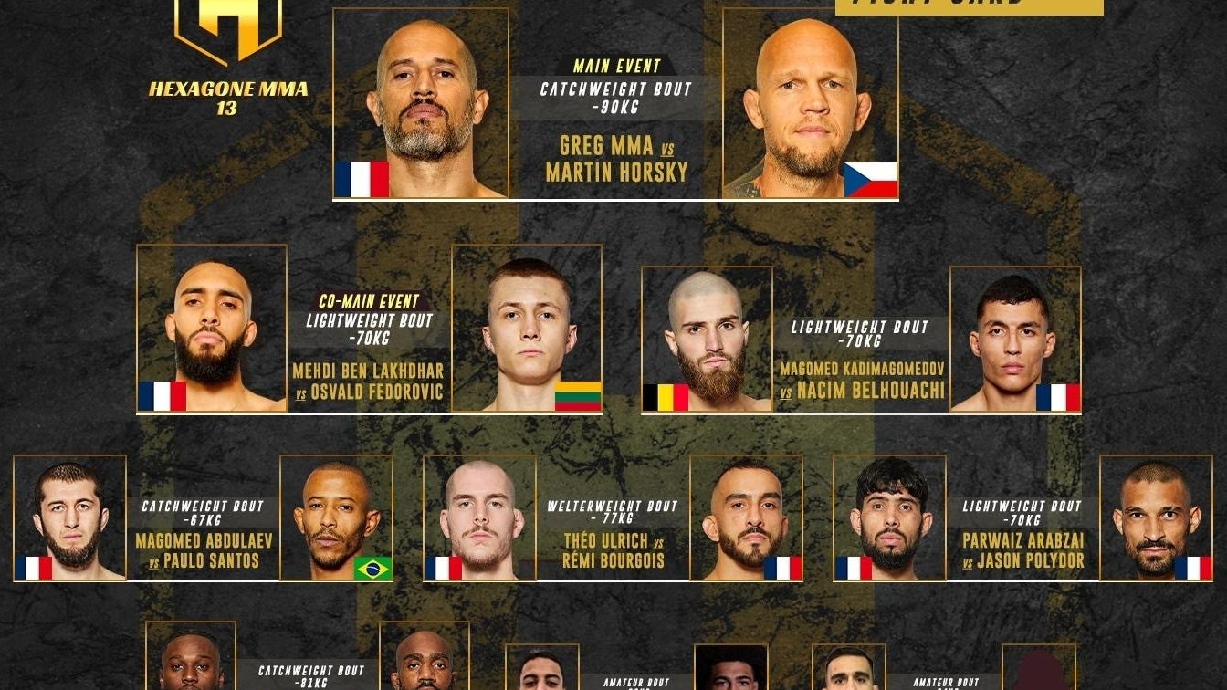 La carte de l'HEXAGONE MMA 13, à suivre sur RMC Sport 2.