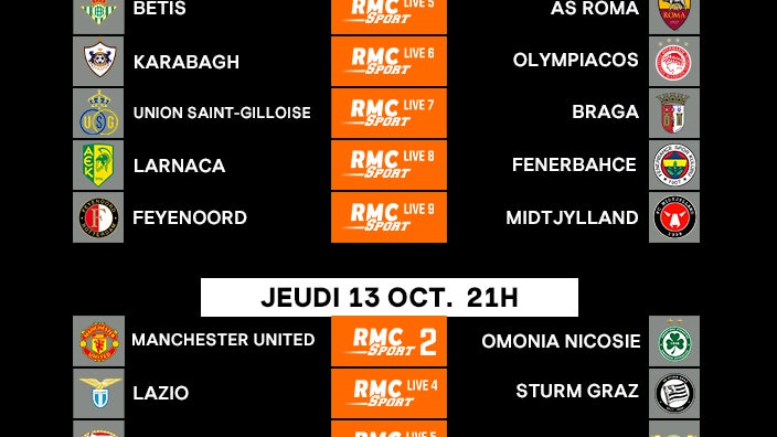 Le programme TV complet de la 4e journée de Ligue Europa sur RMC Sport