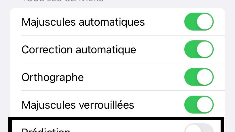 Activez ou désactivez la prédiction grâce au bouton vert