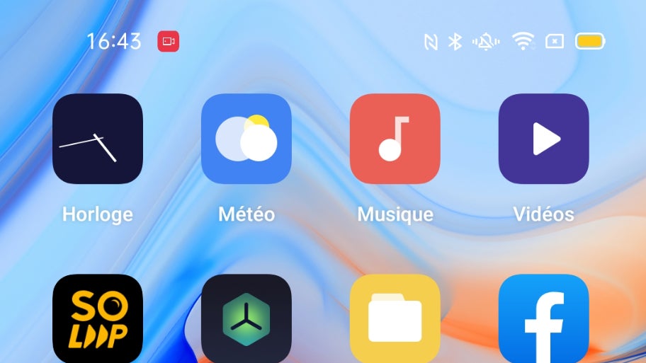Capture d'écran de l'interface de l'OPPO Reno4 Pro 5G