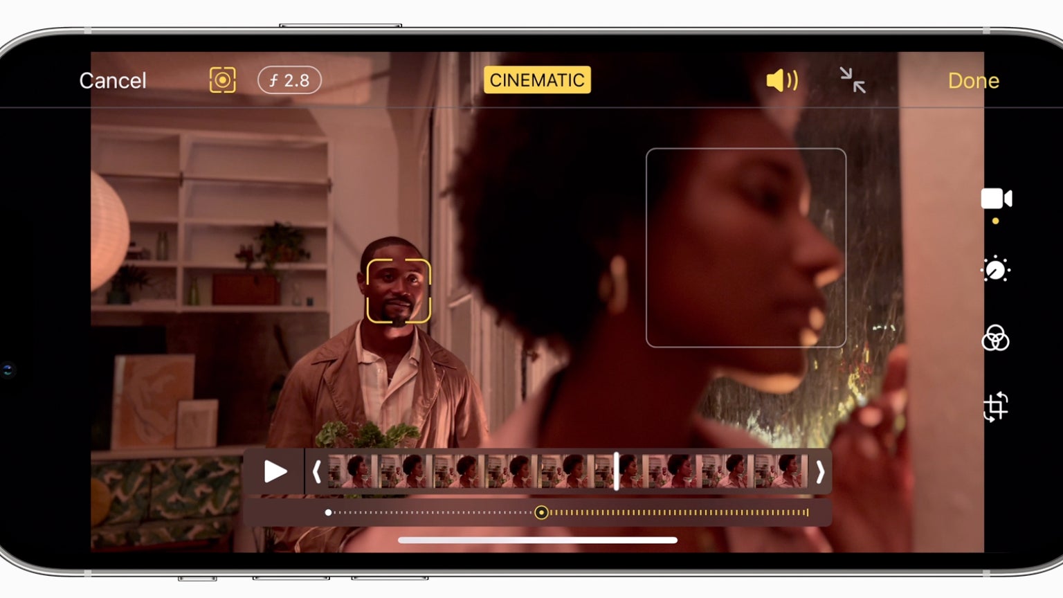 Dans l'édition de vidéos en Cinématique, on retrouve facilement les effets appliqués pendant ou après l'enregistrement, marqués par des points sous la barre de lecture. On peut alors les supprimer ou en ajouter à l'envie...